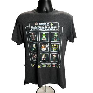 Super Mario Kart Super Nintendo T-Shirt Size Medium Dark Gray